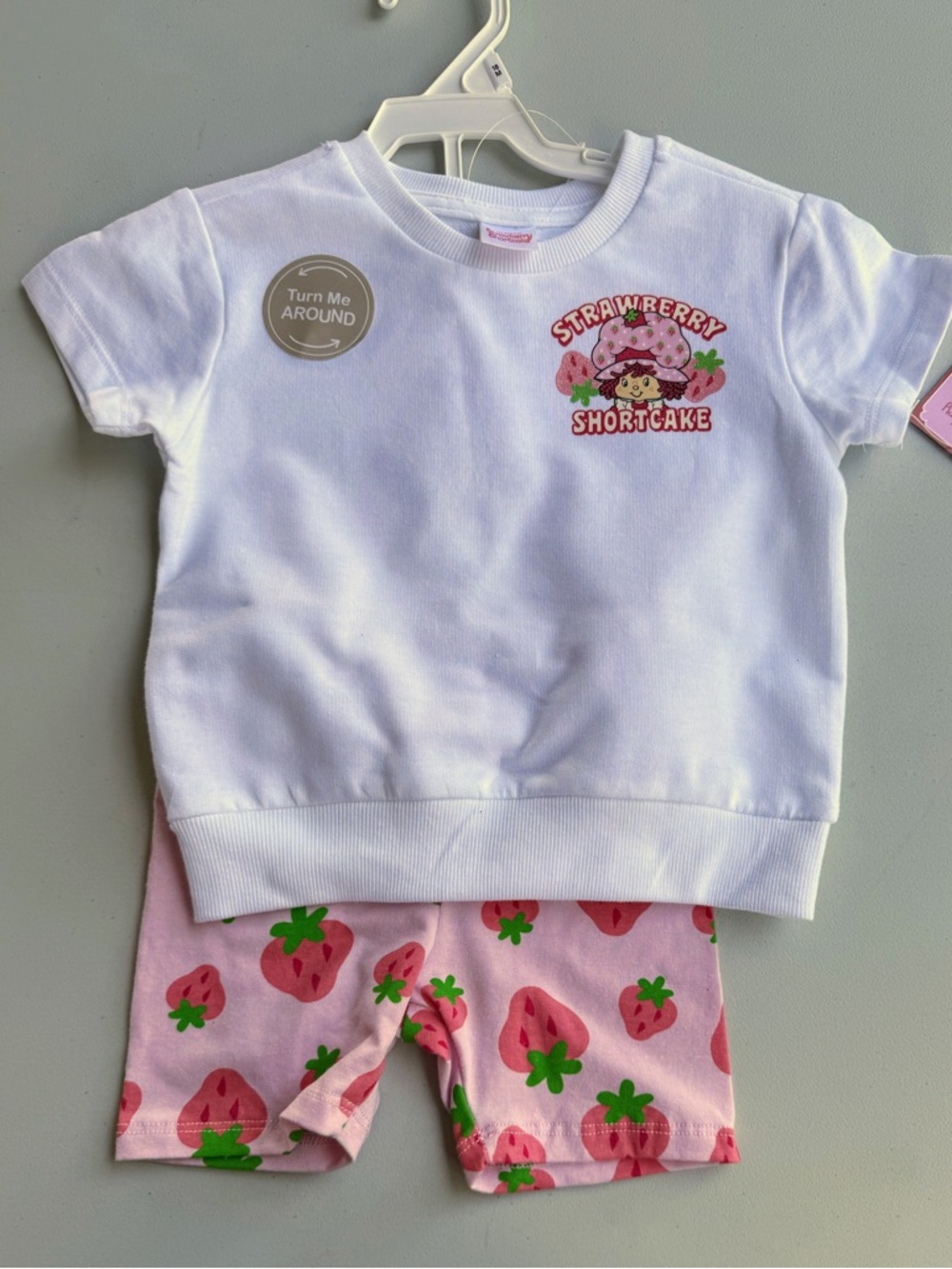 Kids Strawberry Shortcake Matching Set - White Top & Pink Shorts